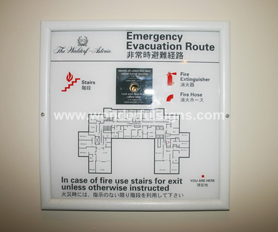Evacuation signs for Hotels