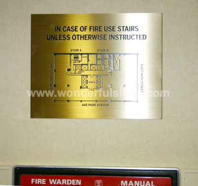 evacuation sign at elevator