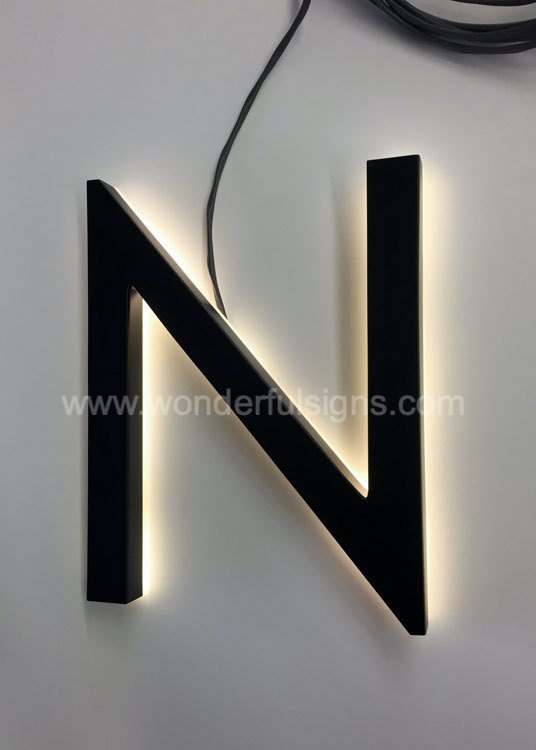 backlit halo letters, illuminated letters